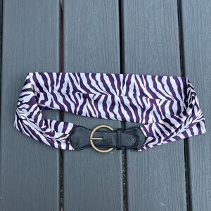 White and purple zebra satin fabric belt Y2K 2000s animal print bohemian
